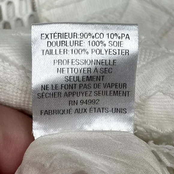 Jonathan Simkhai Burnout Brocade Long Sleeve Dress White Mini Dress 2 Altered - Picture 12 of 16